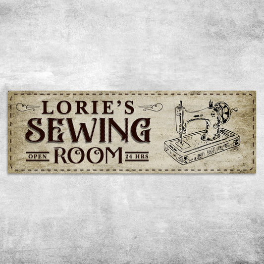 Open 24 Hrs Sewing Room Sign | Customizable Canvas - Image by Tailored Canvases