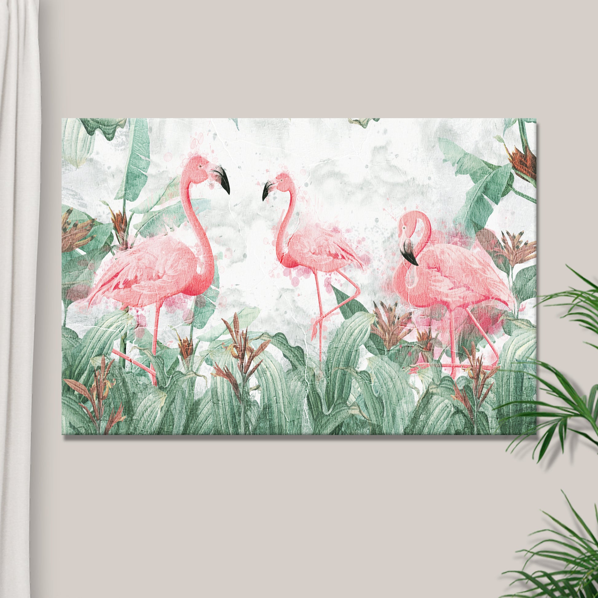 Forest Flamingo Painting Canvas Wall Art Style 1 - Image by Tailored Canvases