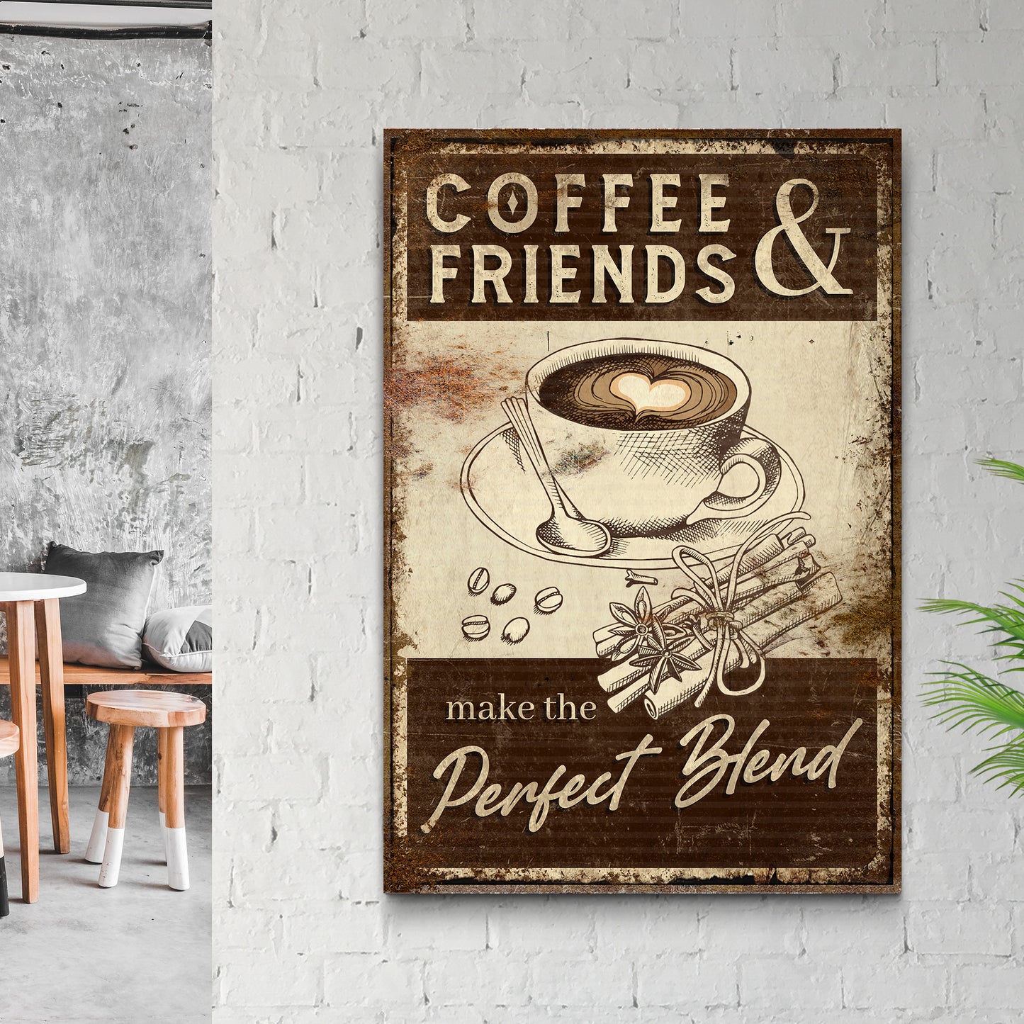 Coffee & Friends Make The Perfect Blend Sign III Style 1 - Image by Tailored Canvases
