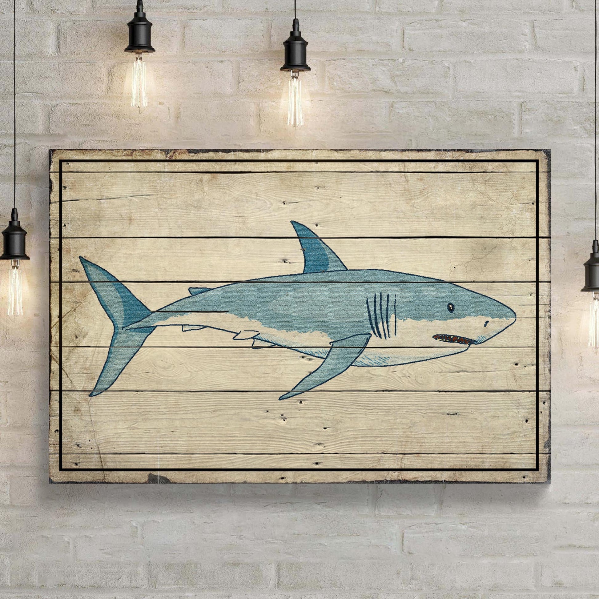 Grey Reef Shark on Wood Canvas Wall Art Style 1 - Image by Tailored Canvases