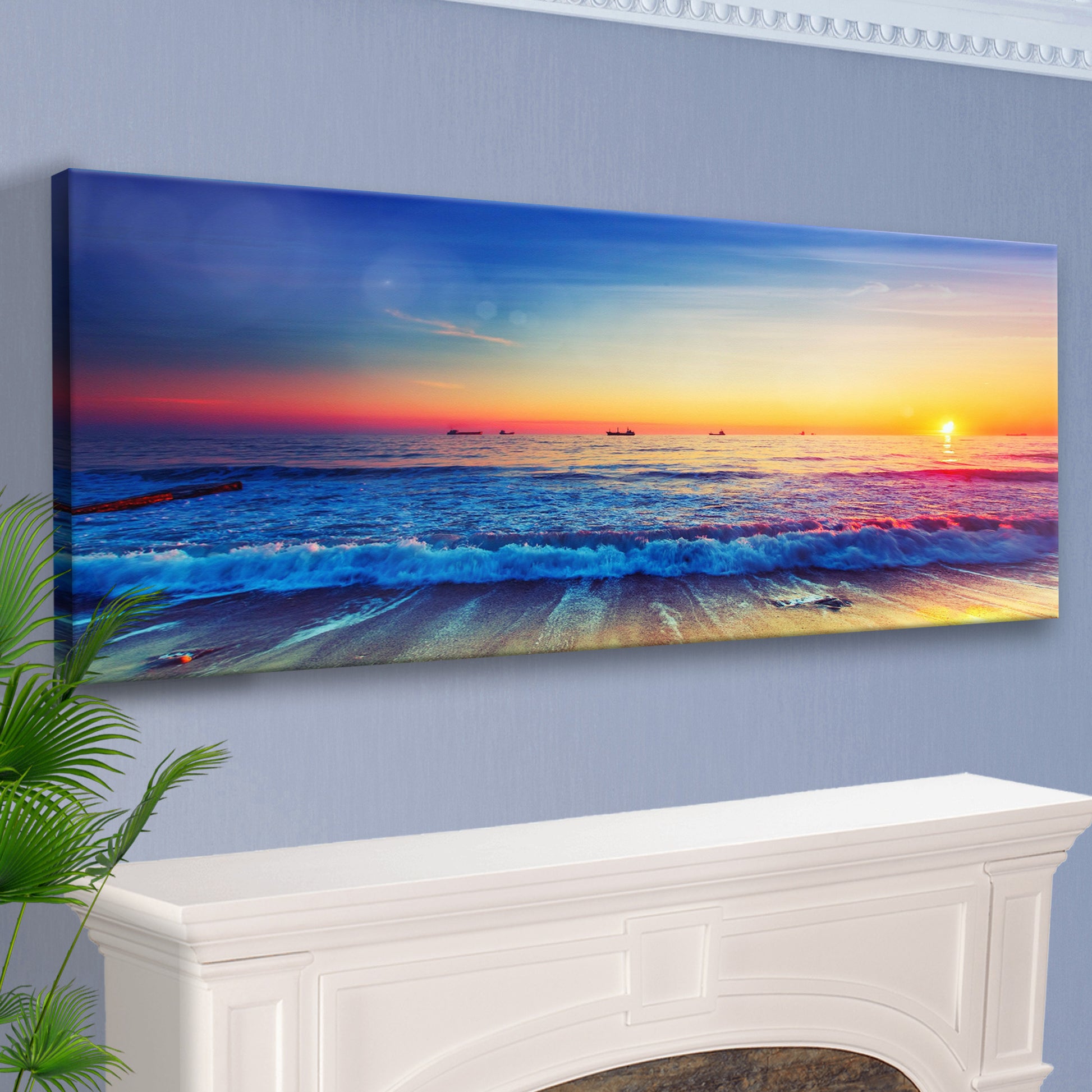 Sunrise Over The Ocean Canvas Wall Art Style 1 - Image by Tailored Canvases