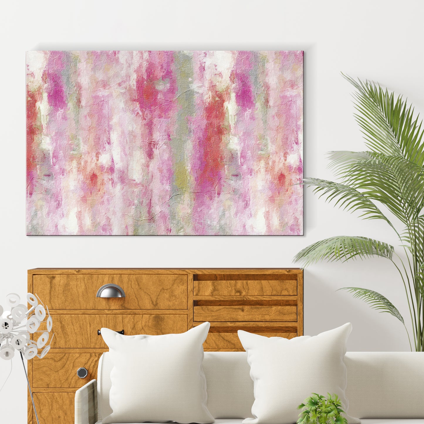 Blush Gold Abstract Canvas Wall Art Style 1 - Image by Tailored Canvases