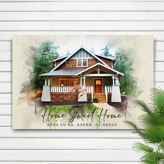 Home Sweet Home Watercolor Sign | Customizable Canvas- Image by Tailored Canvases