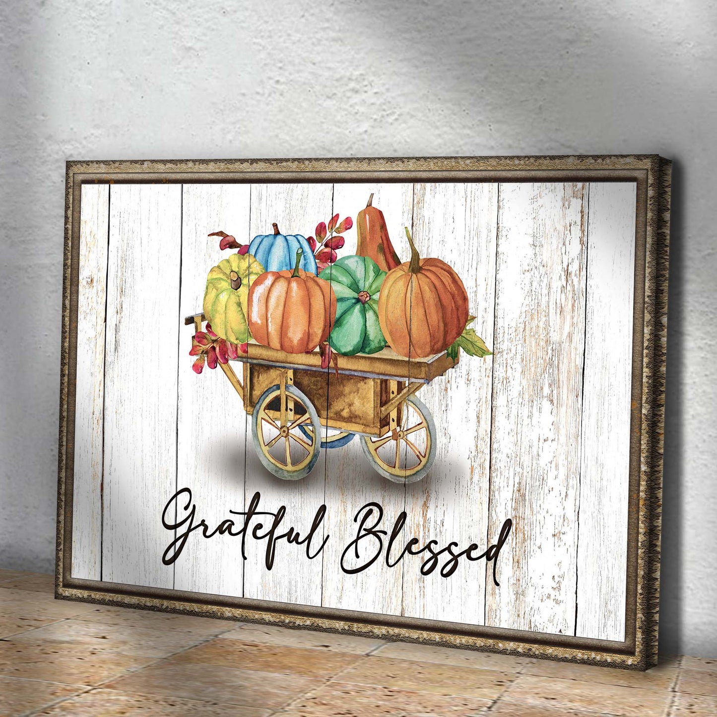 Grateful Blessed Thanksgiving Sign Style 1 - Image by Tailored Canvases