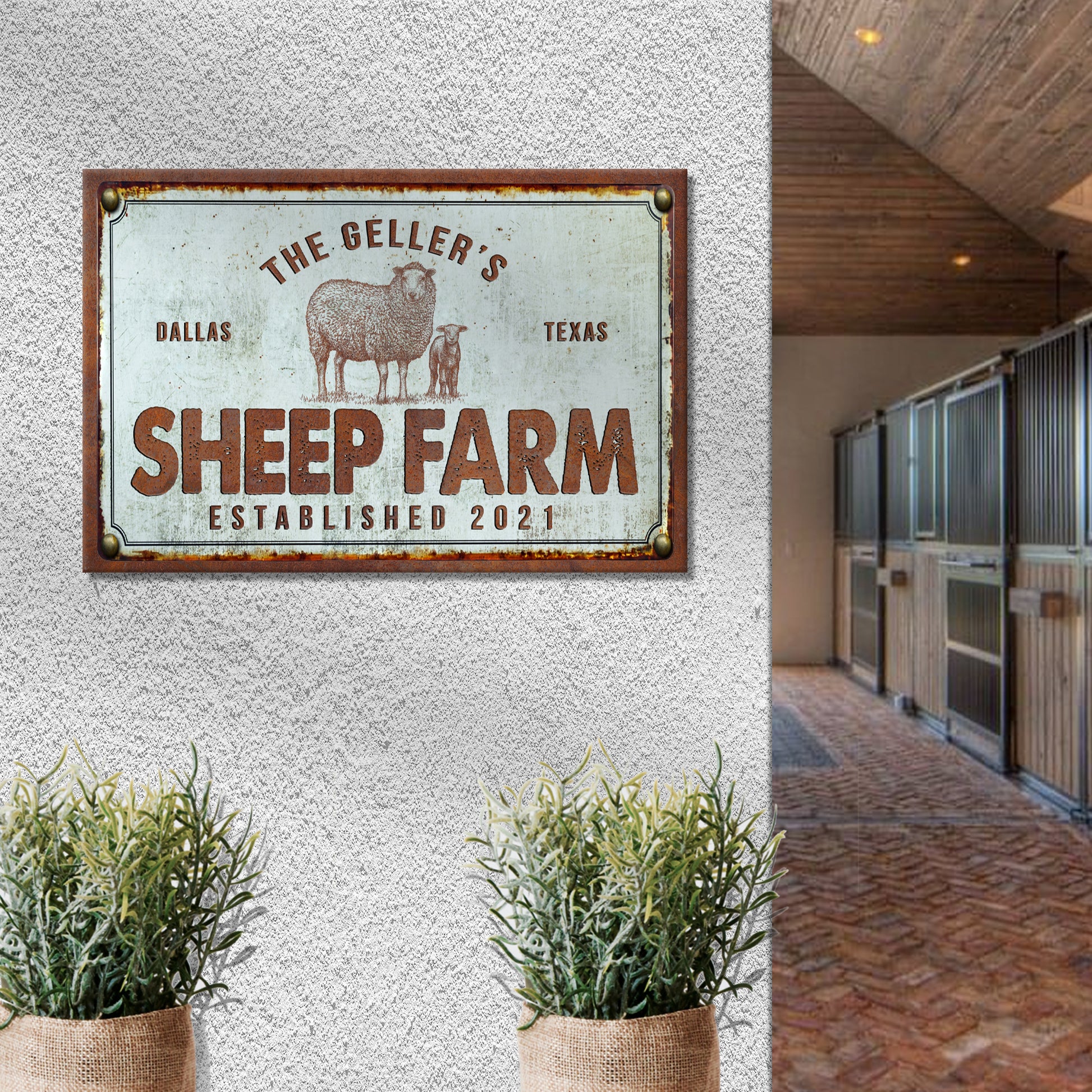 Sheep Farm Sign III Style 1 - Image by Tailored Canvases