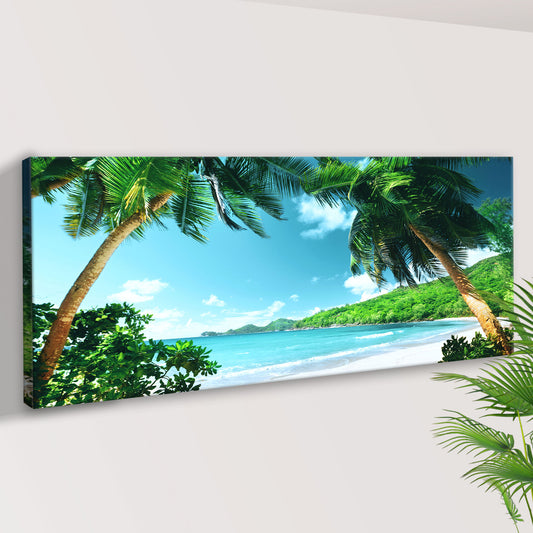 Coconut Trees And Tropical Beach Canvas Wall Art - Image by Tailored Canvases