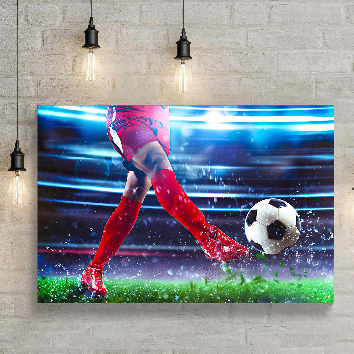 Soccer Kick Grunge Canvas Wall Art Style 1 - Image by Tailored Canvases