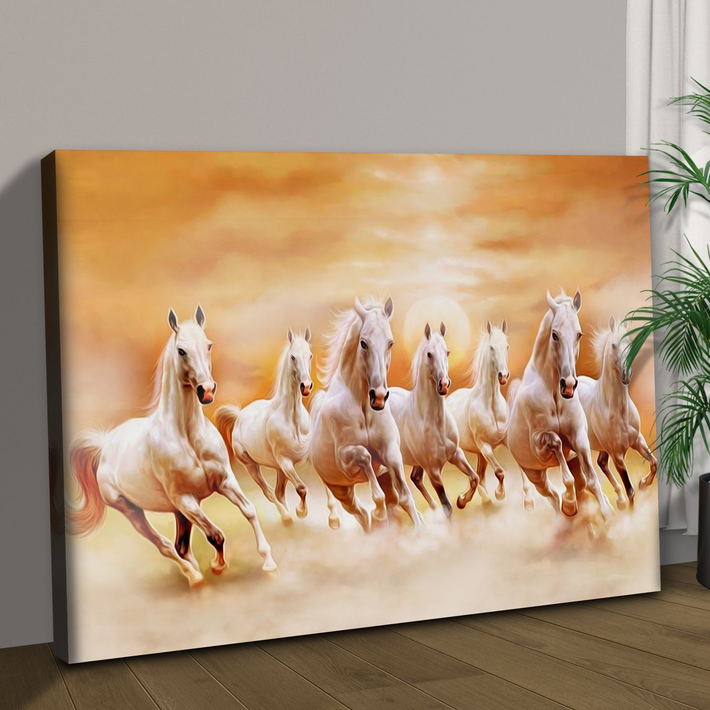 Running Horses At Sunrise Canvas Wall Art Style 1 - Image by Tailored Canvases
