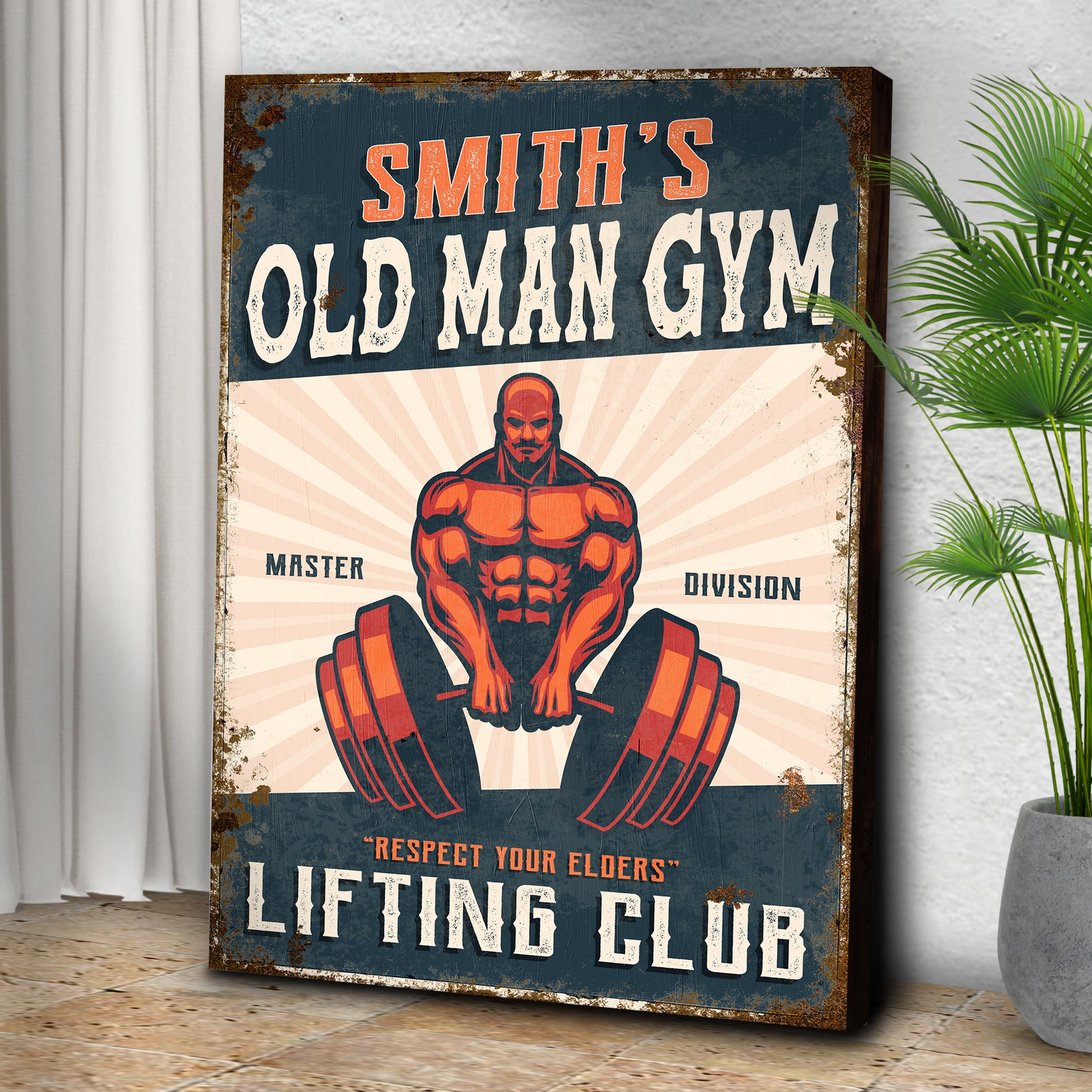 Old Man Gym Lifting Club Sign Style 1 - Image by Tailored Canvases