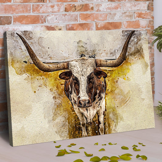 Texas Longhorn Watercolor Like Canvas Wall Art - Image by Tailored Canvases