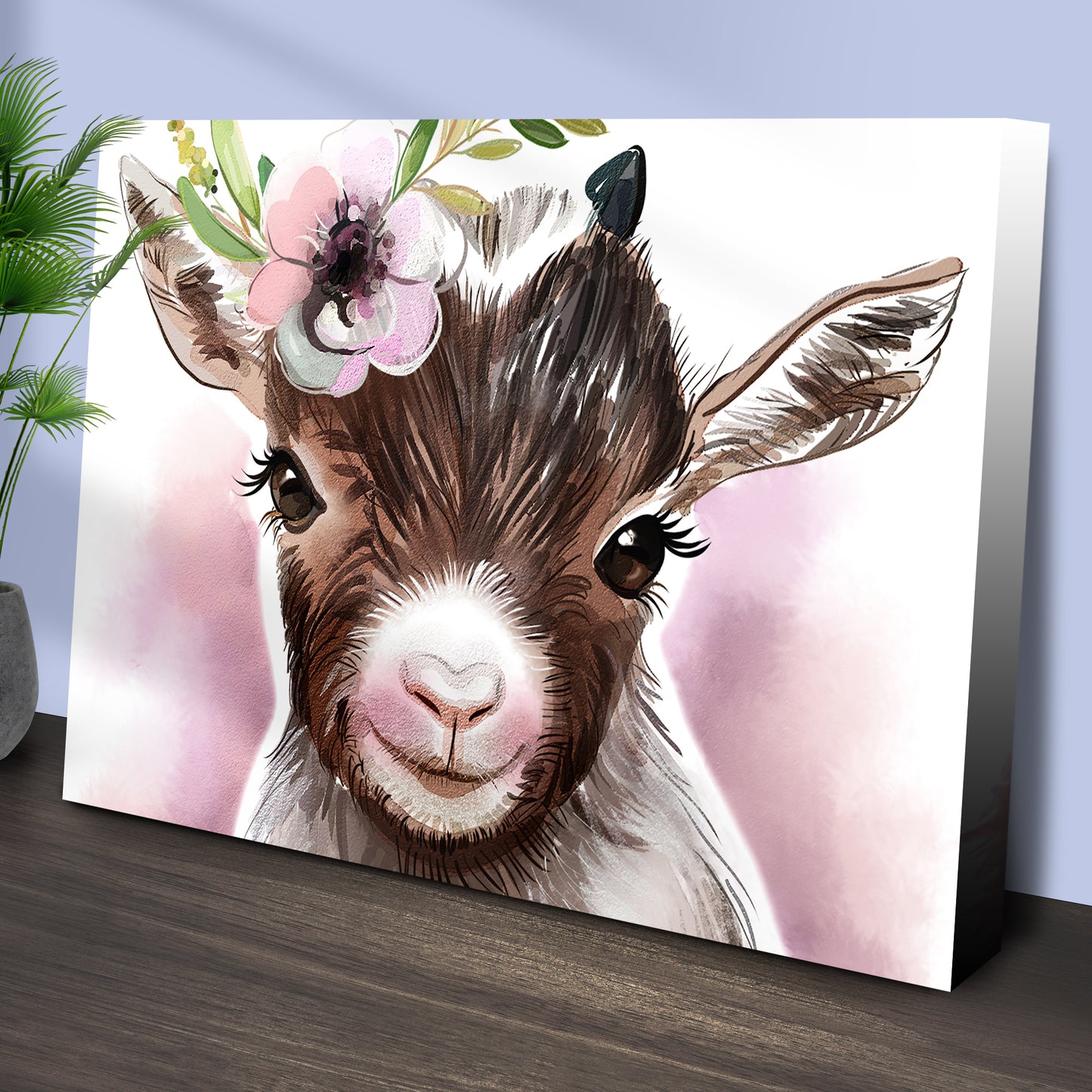 Flower Crown Baby Goat Canvas Wall Art Style 1 - Image by Tailored Canvases