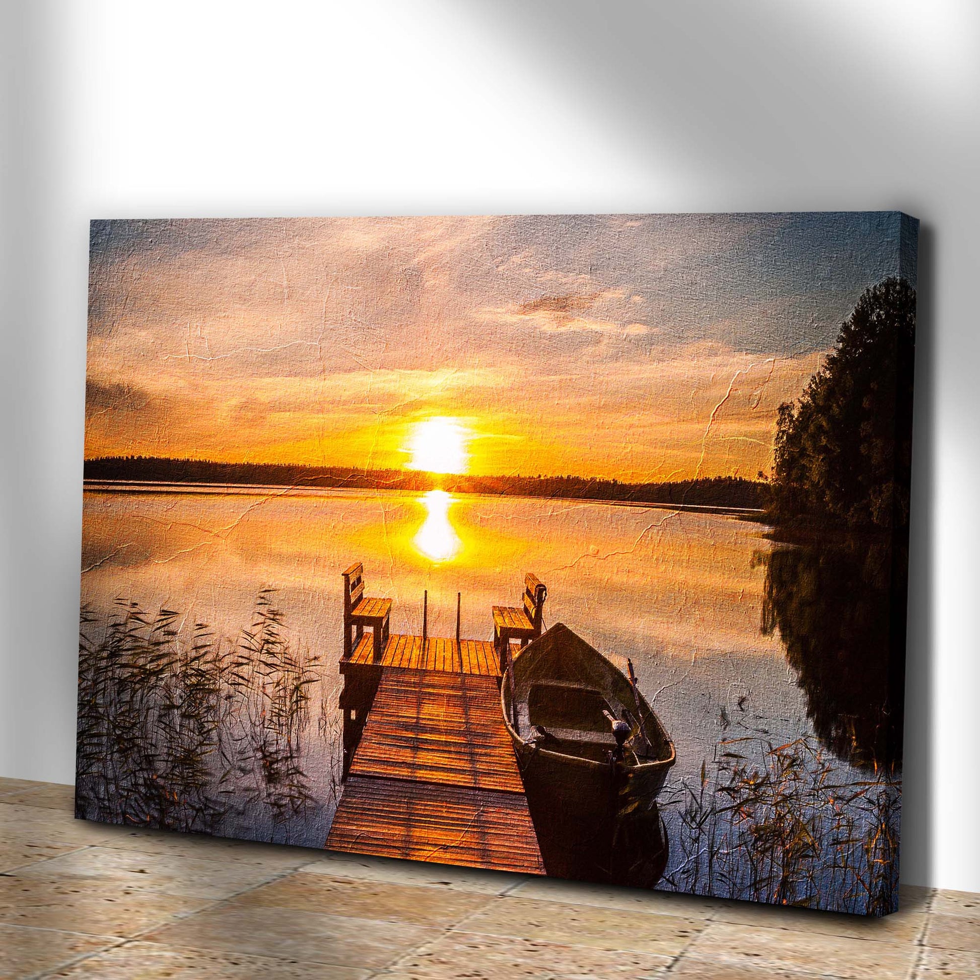 Wash Out Sunset By The Lake Canvas Wall Art Style 1 - Image by Tailored Canvases