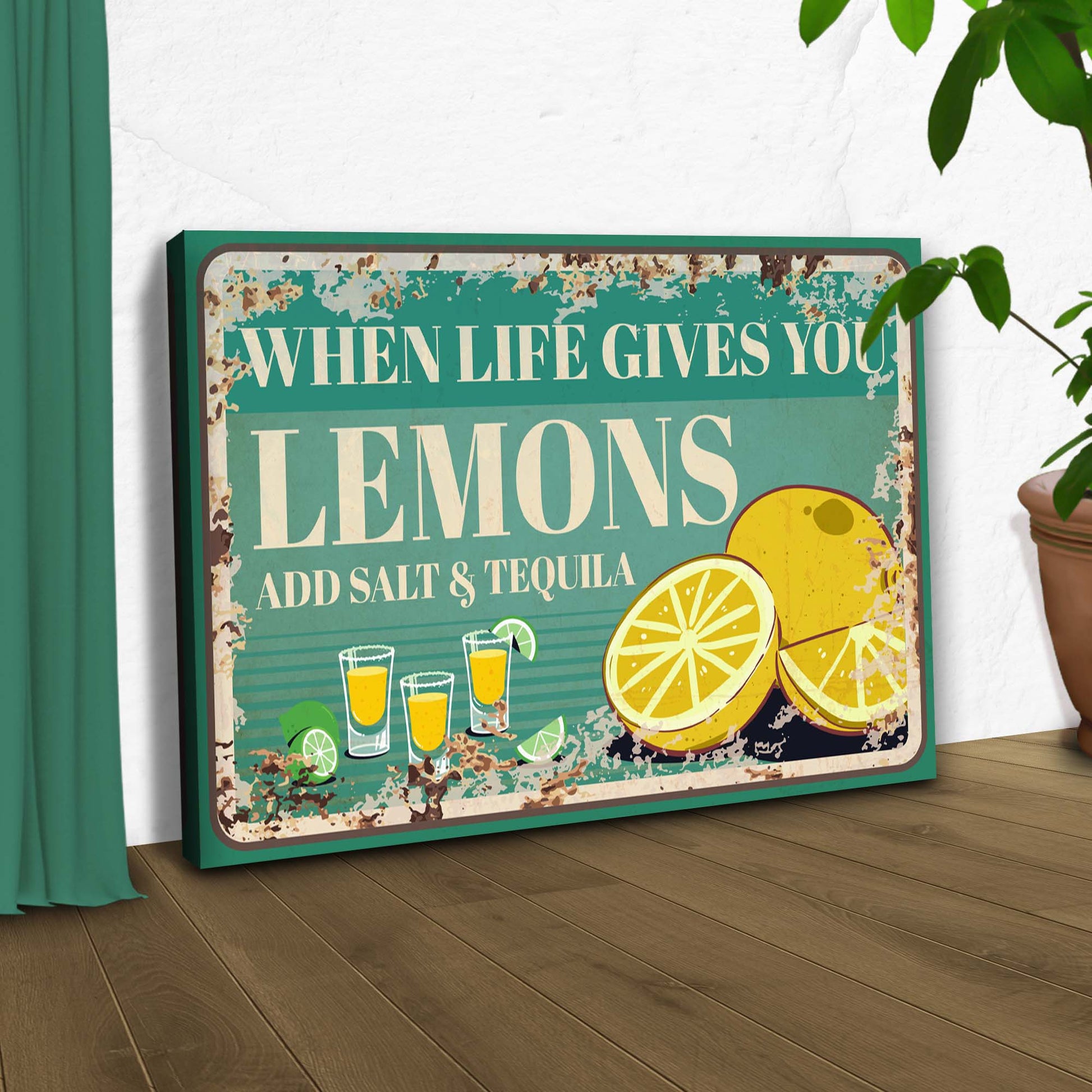 When Life Gives You Lemons Old Rustic Paper Sign Style 2 - Image by Tailored Canvases
