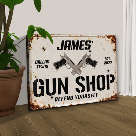 Custom Gun Shop Sign III Style 2 - Image by Tailored Canvases