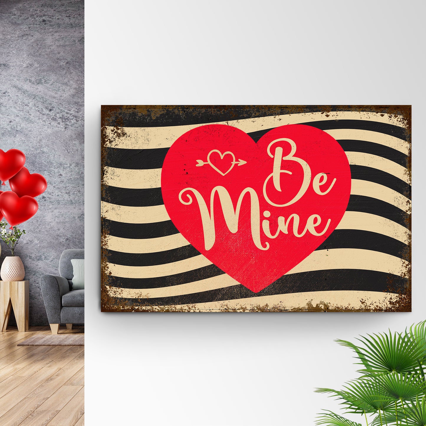 Valentine Be Mine Flag Sign Style 1 - Image by Tailored Canvases