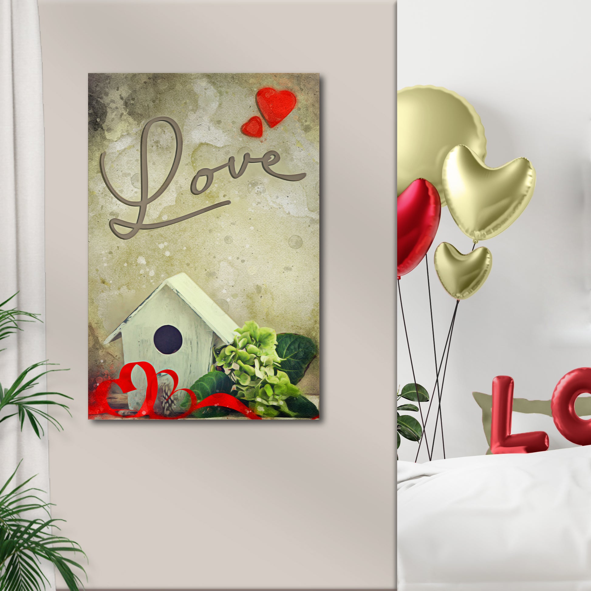 Rustic Valentine Birdhouse Sign Style 1 - Image by Tailored Canvases