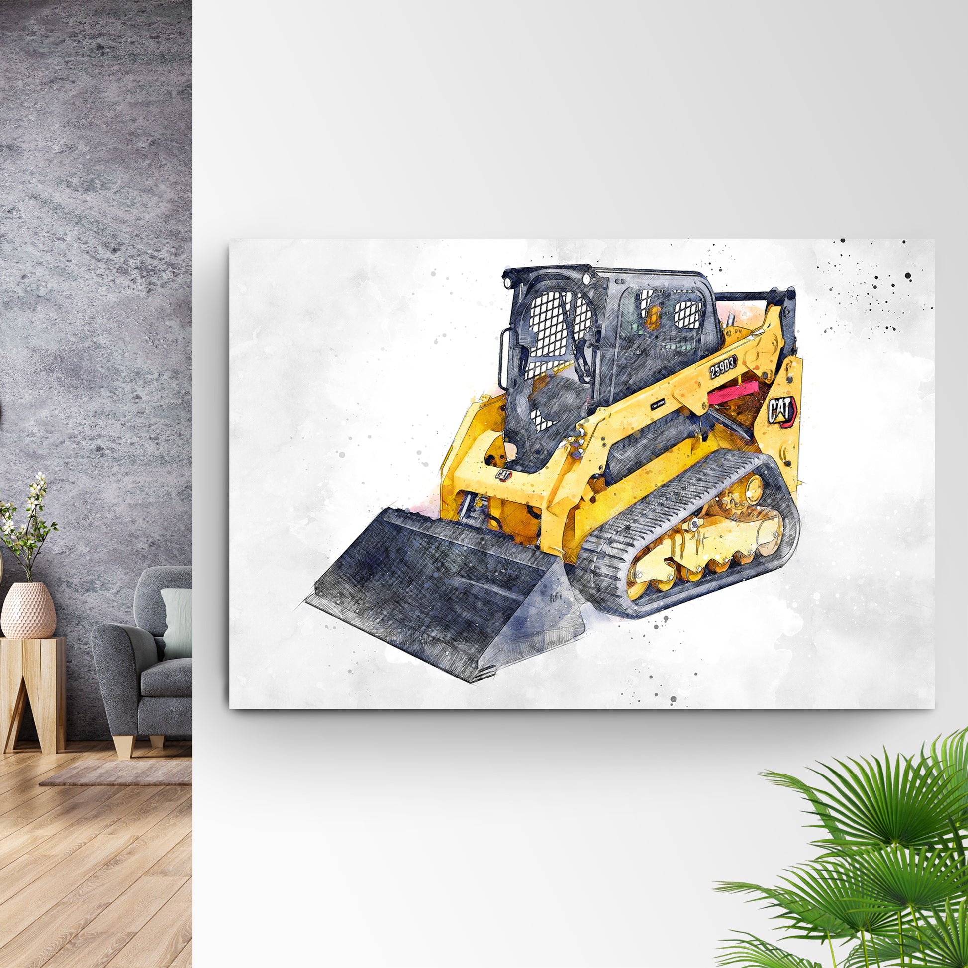 Construction Truck Skid Steer Canvas Wall Art Style 1 - Image by Tailored Canvases