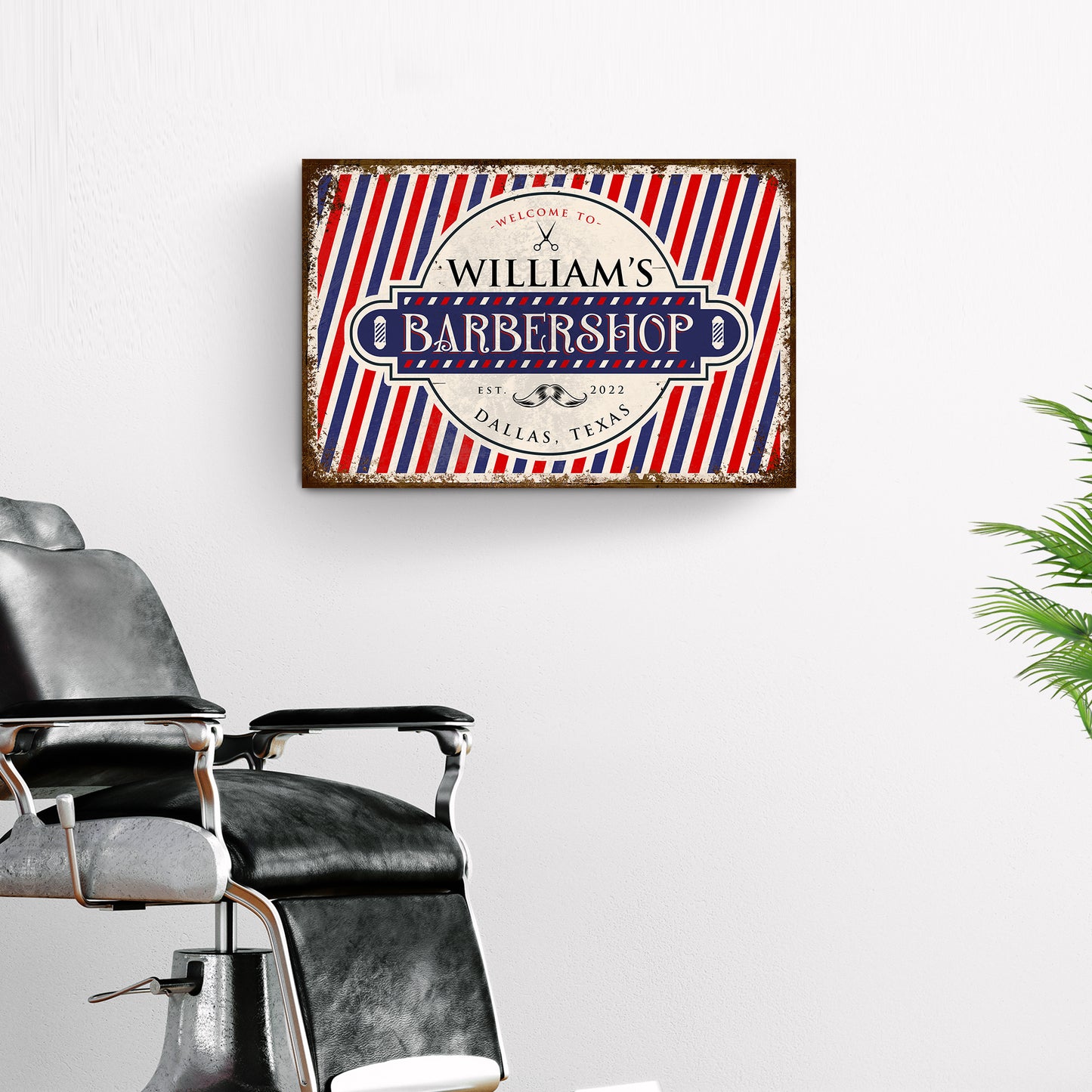 Custom Barbershop Sign V | Customizable Canvas Style 1 - Image by Tailored Canvases