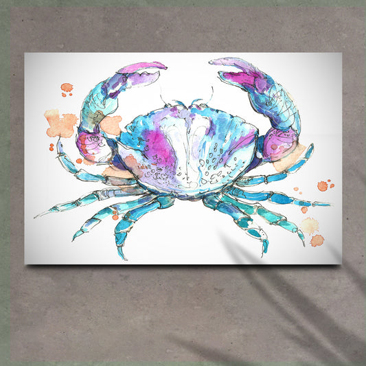 Coastal Crab Watercolor Canvas Wall Art Style 1 - Image by Tailored Canvases