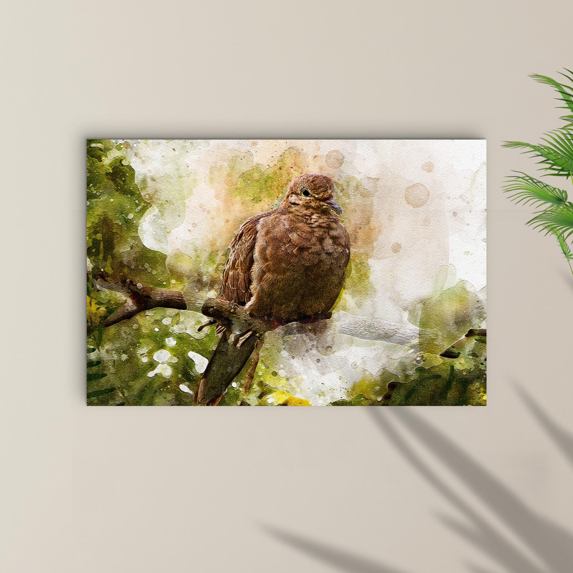 Perched Dove Watercolor Canvas Wall Art Style 1 - Image by Tailored Canvases