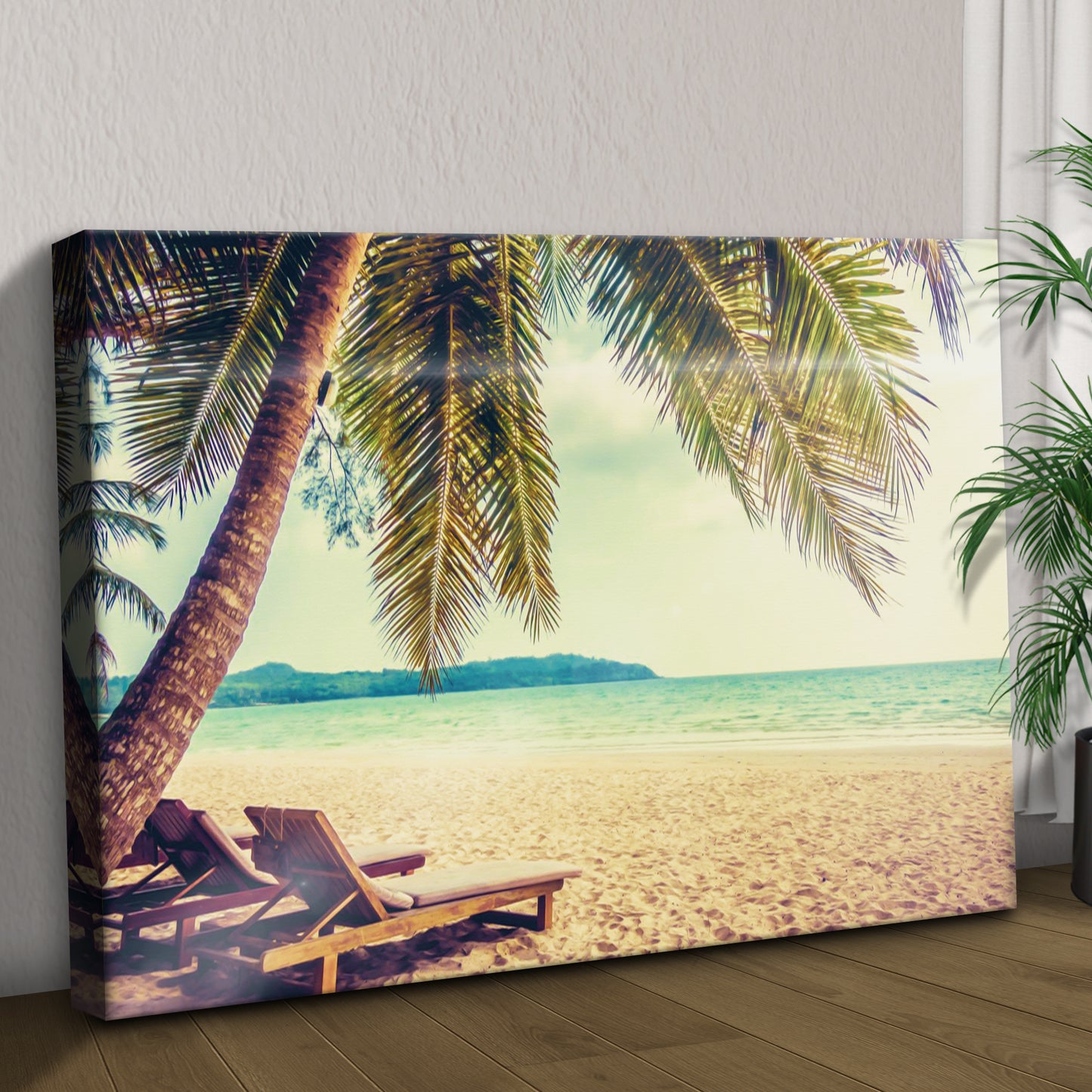 Tropical Beach Sunrise Canvas Wall Art Style 2 - Image by Tailored Canvases