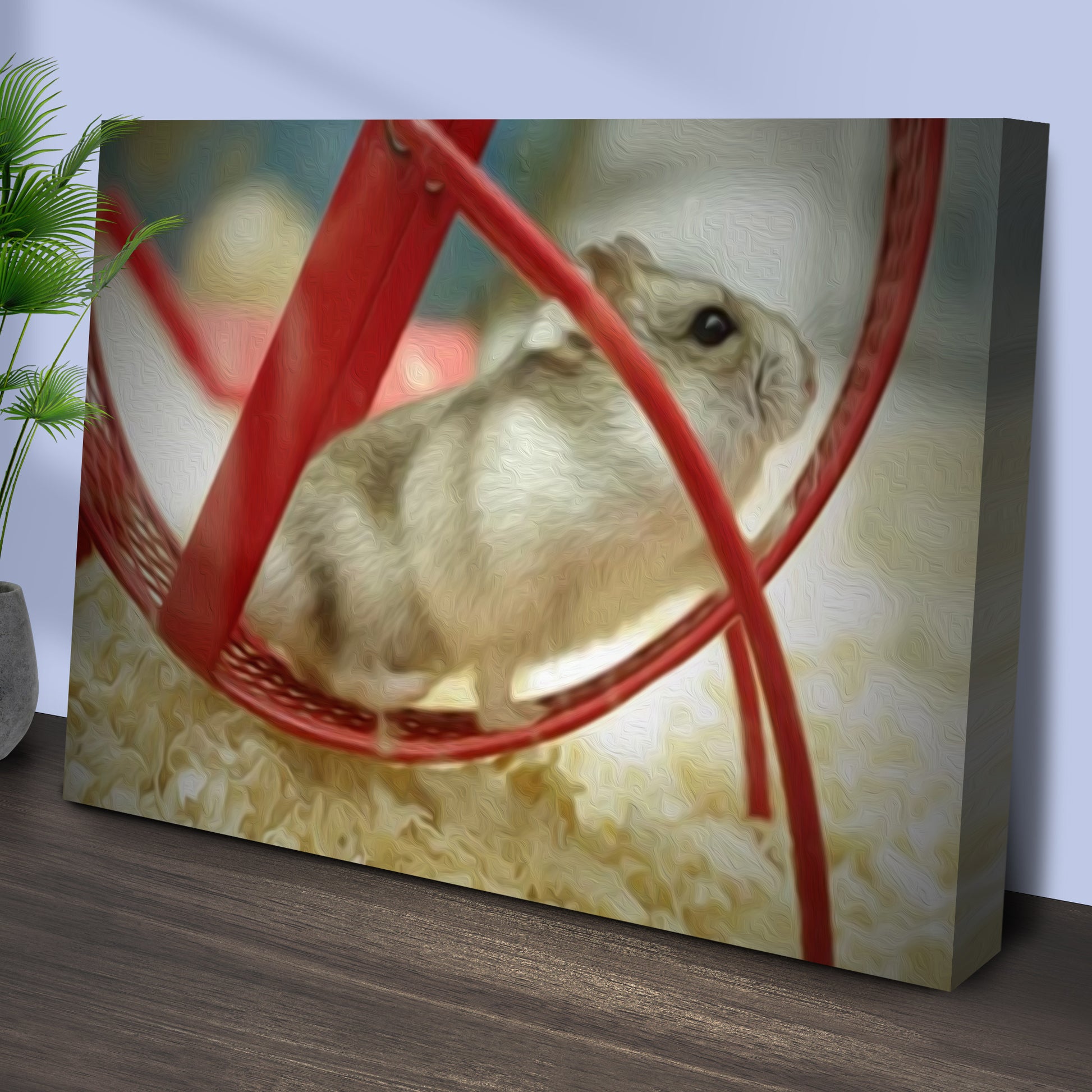 Hamster In Wheel Oil Paint Canvas Wall Art Style 1 - Image by Tailored Canvases