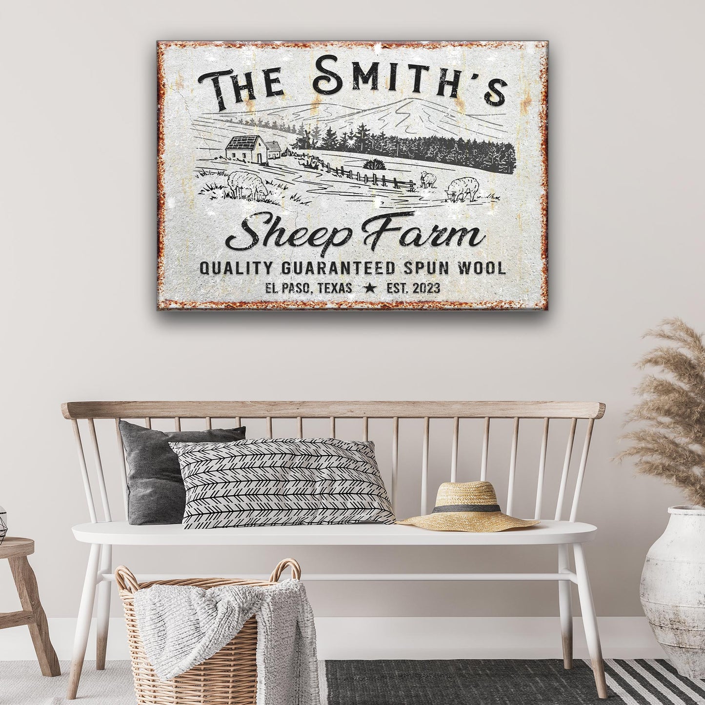 Sheep Farm Sign II  Style 1 - Image by Tailored Canvases