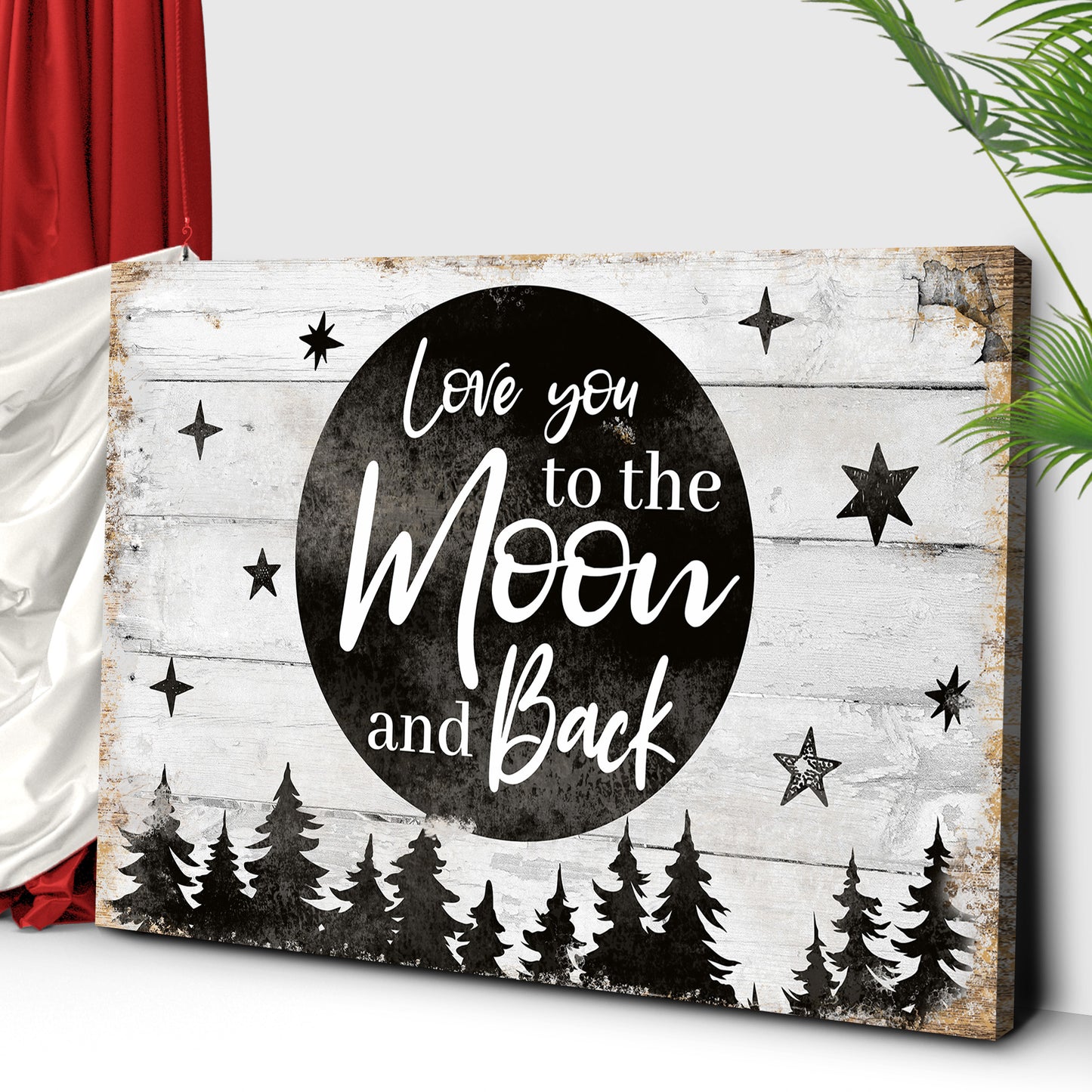 Valentine Moon And Back Love Quote Sign Style 1 - Image by Tailored Canvases