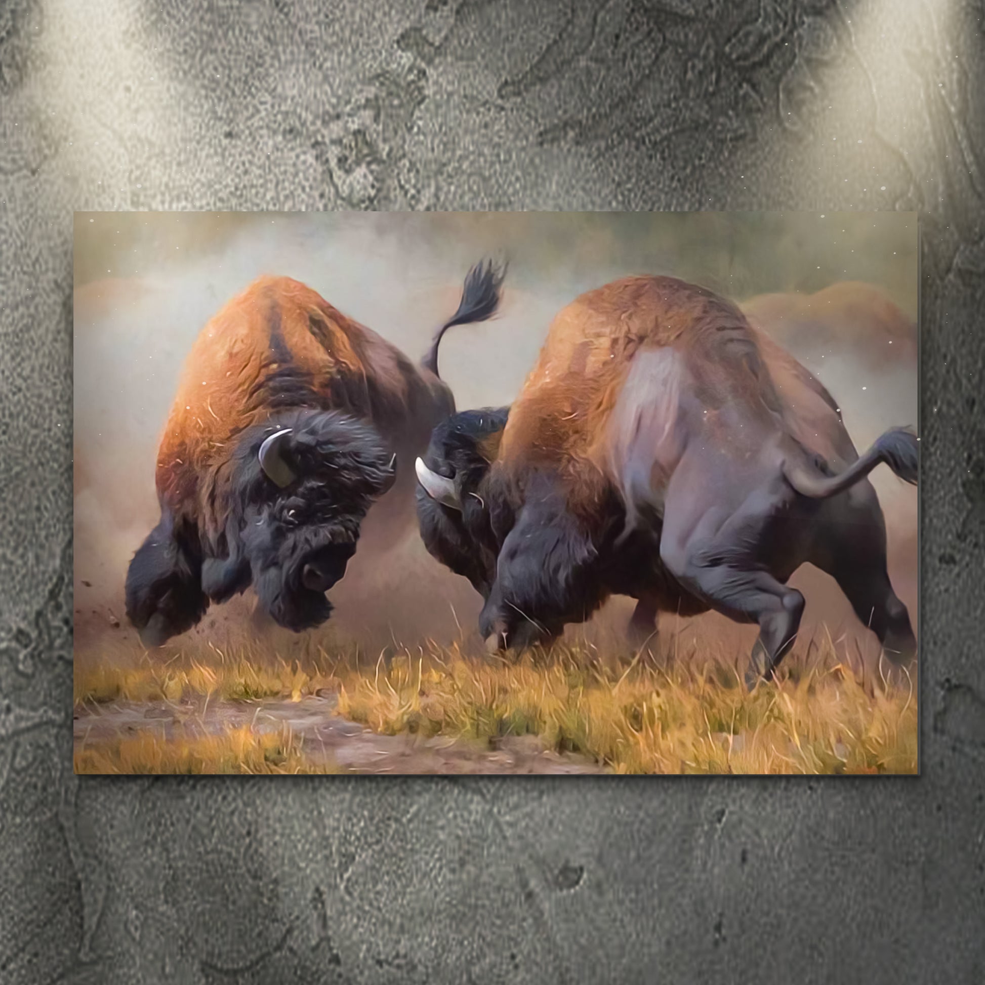 Bison Clash Canvas Wall Art Style 1 - Image by Tailored Canvases