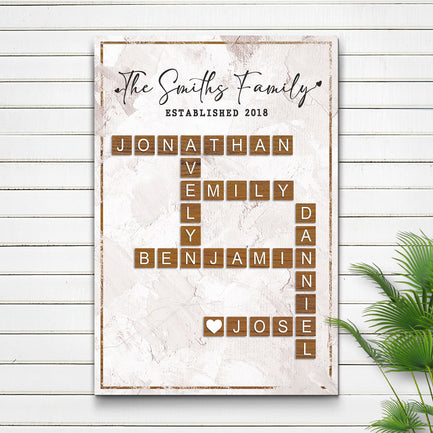Scrabble Family Names Sign - Image by Tailored Canvases