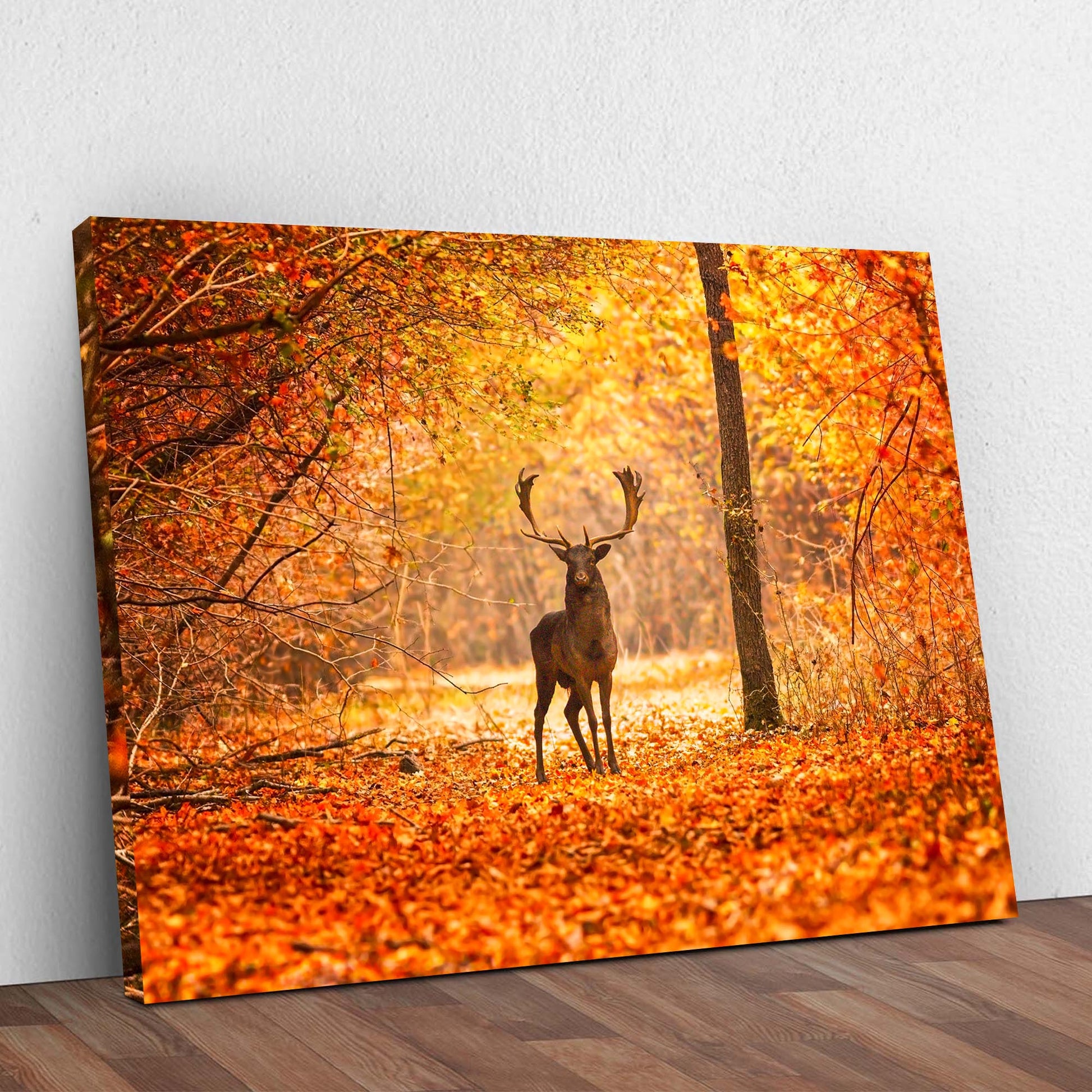 Fallow Deer In Autumn Canvas Wall Art Style 1 - Image by Tailored Canvases