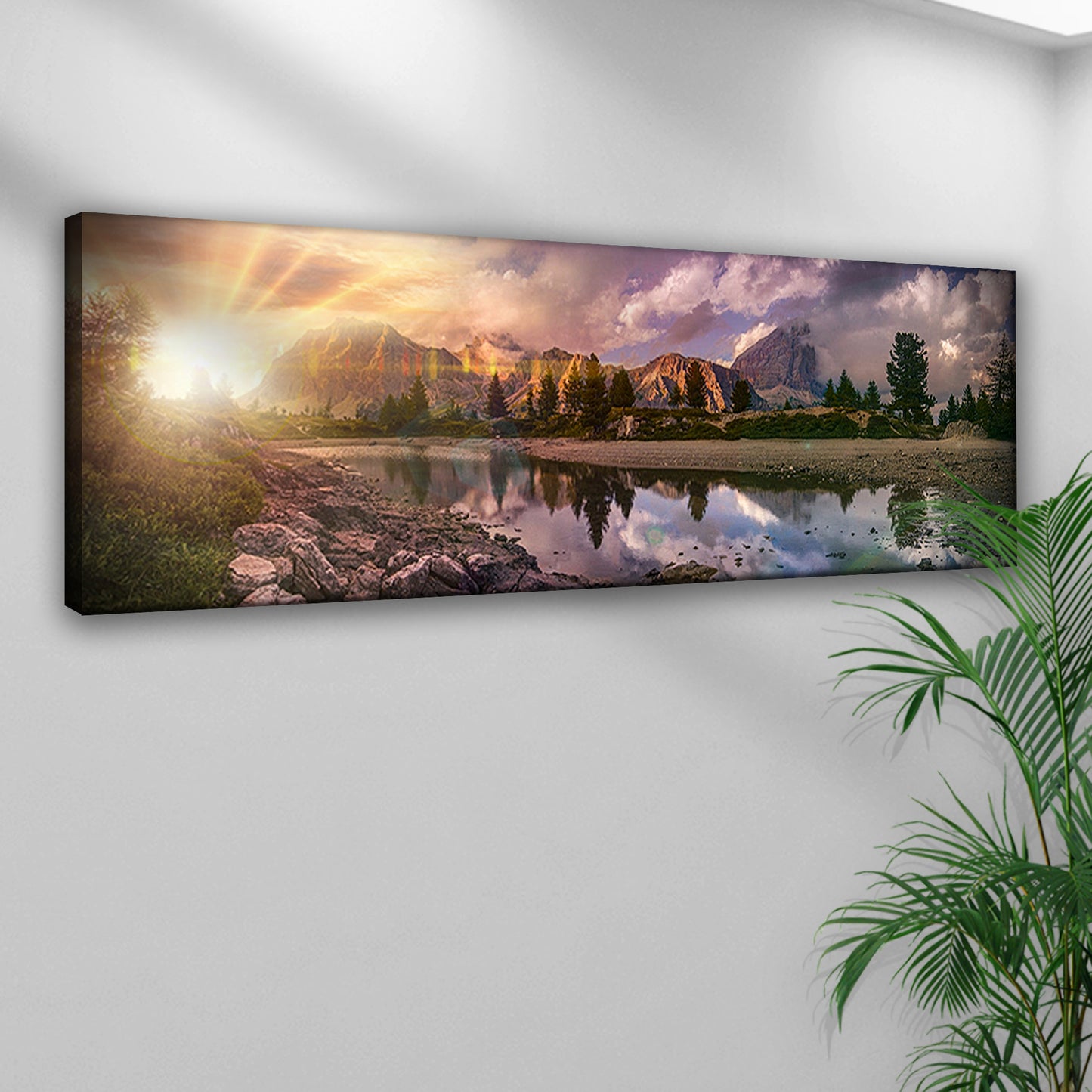 River And Rocky Mountain Canvas Wall Art Style 1 - Image by Tailored Canvases