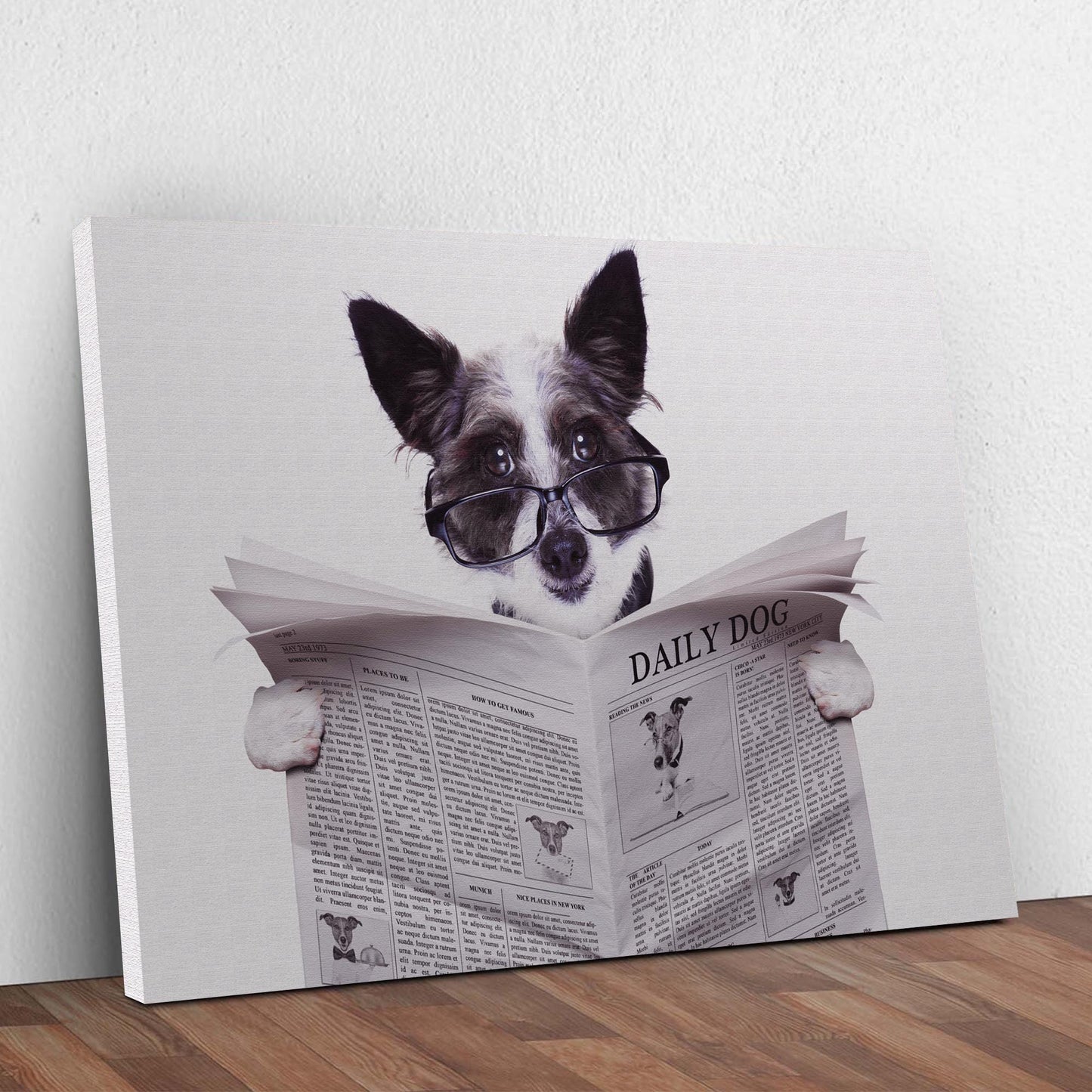 Dog Reading The Newspaper Canvas Wall Art Style 1 - Image by Tailored Canvases