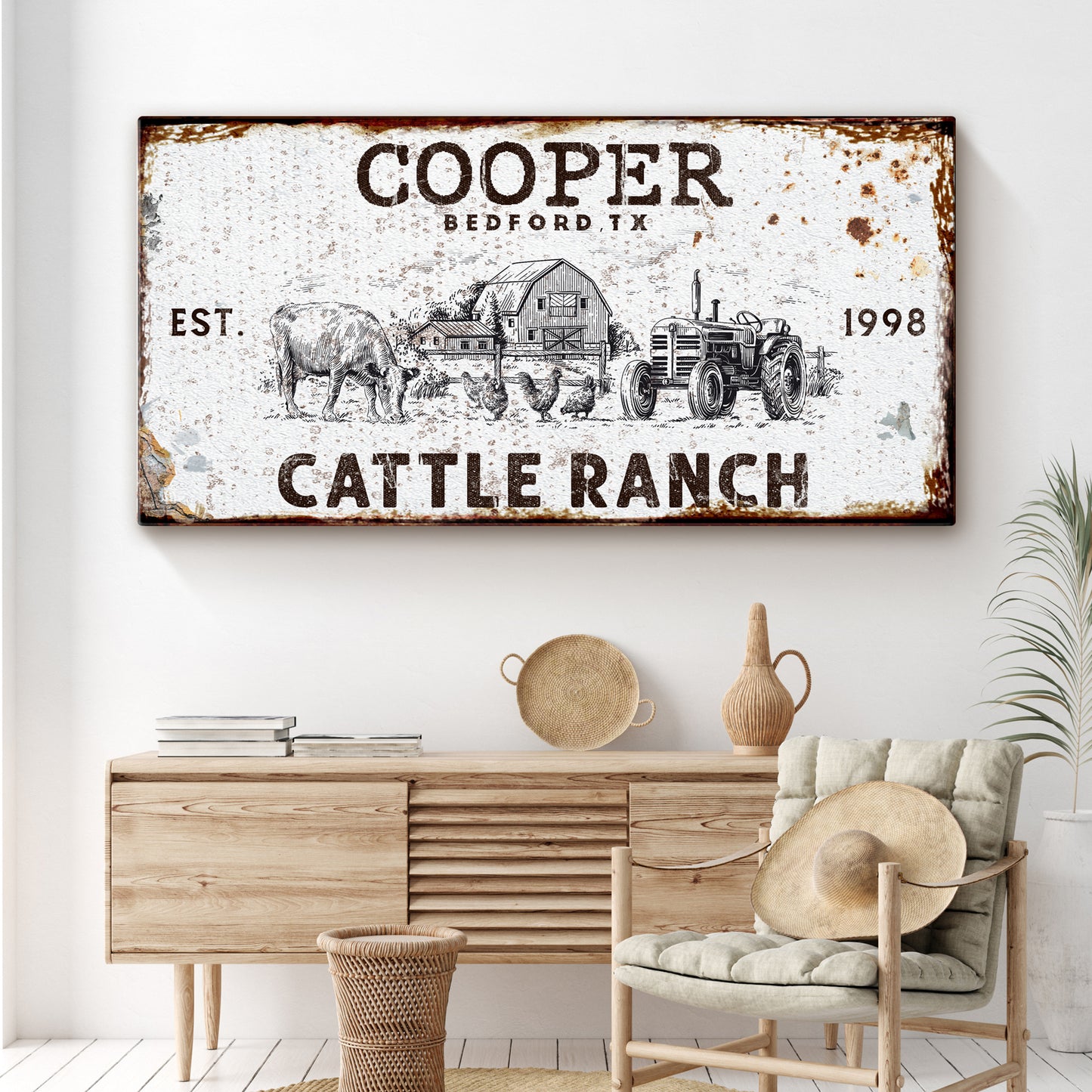 Rustic Family Cattle Ranch Sign | Customizable Canvas  - Image by Tailored Canvases