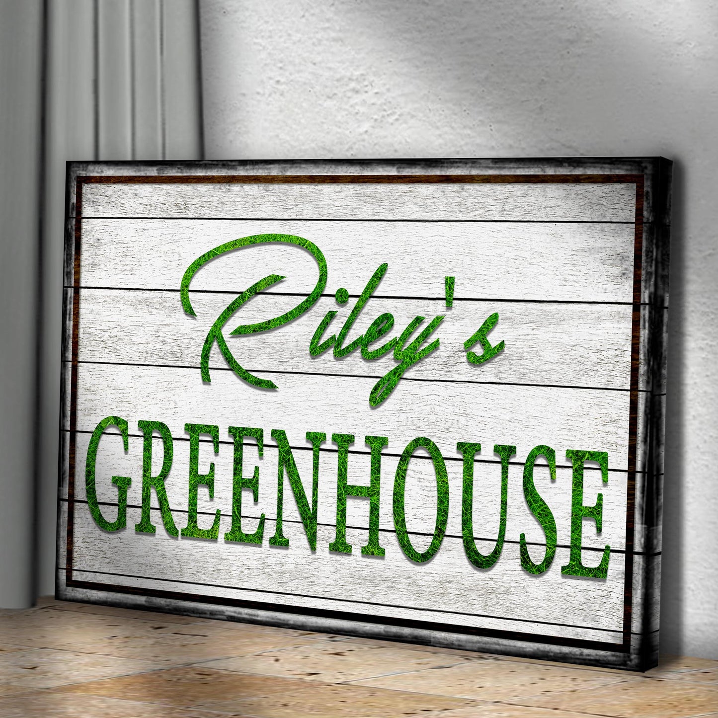 Greenhouse Name Sign | Customizable Canvas Style 1 - Image by Tailored Canvases