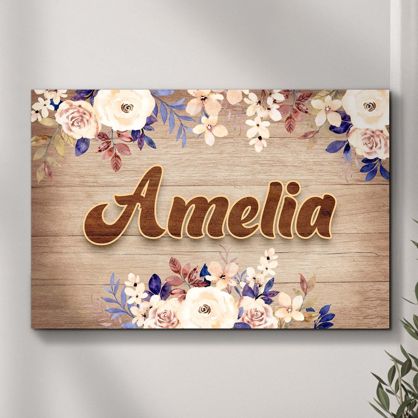 Floral Girls Room Sign II Style 1 - Image by Tailored Canvases