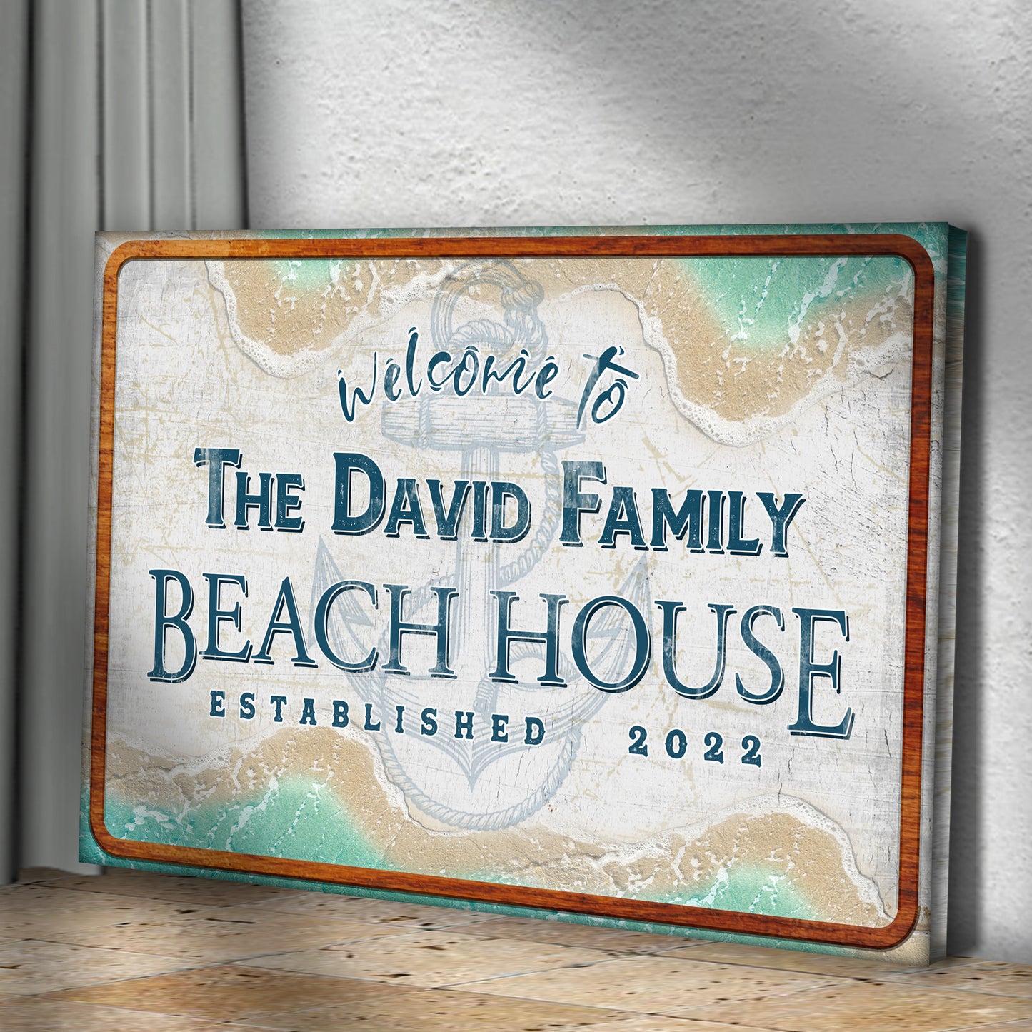 Welcome To Family Beach House Sign II Style 2 - Image by Tailored Canvases