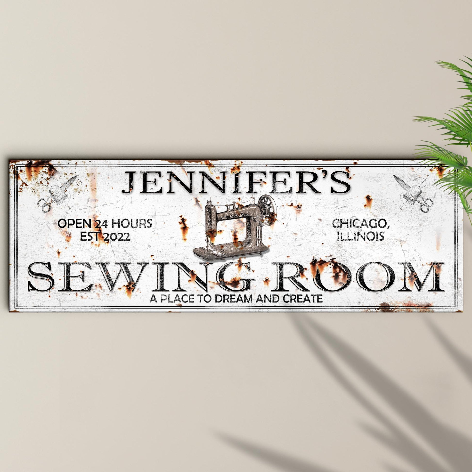 A Place To Dream And Create Sewing Room Sign | Customizable Canvas Style 1 - Image by Tailored Canvases