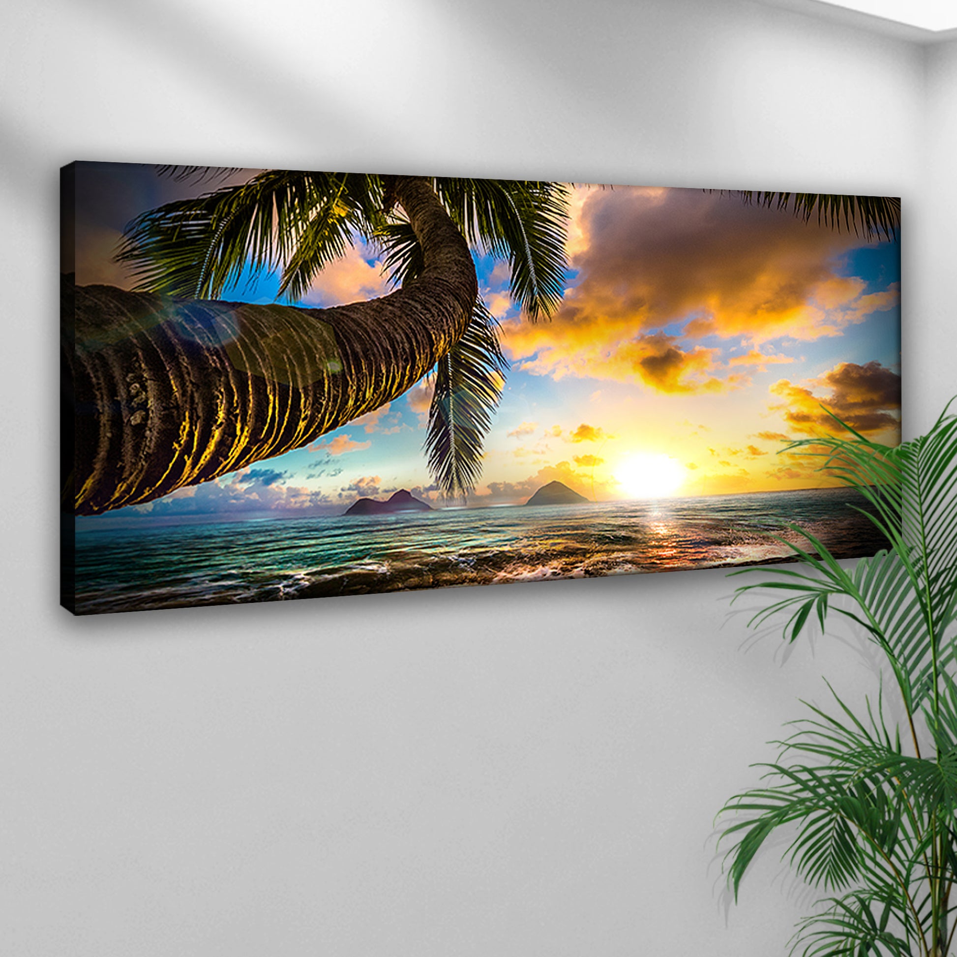 Tropical Blue Beach Hawaii Sunset Canvas Wall Art Style 1 - Image by Tailored Canvases