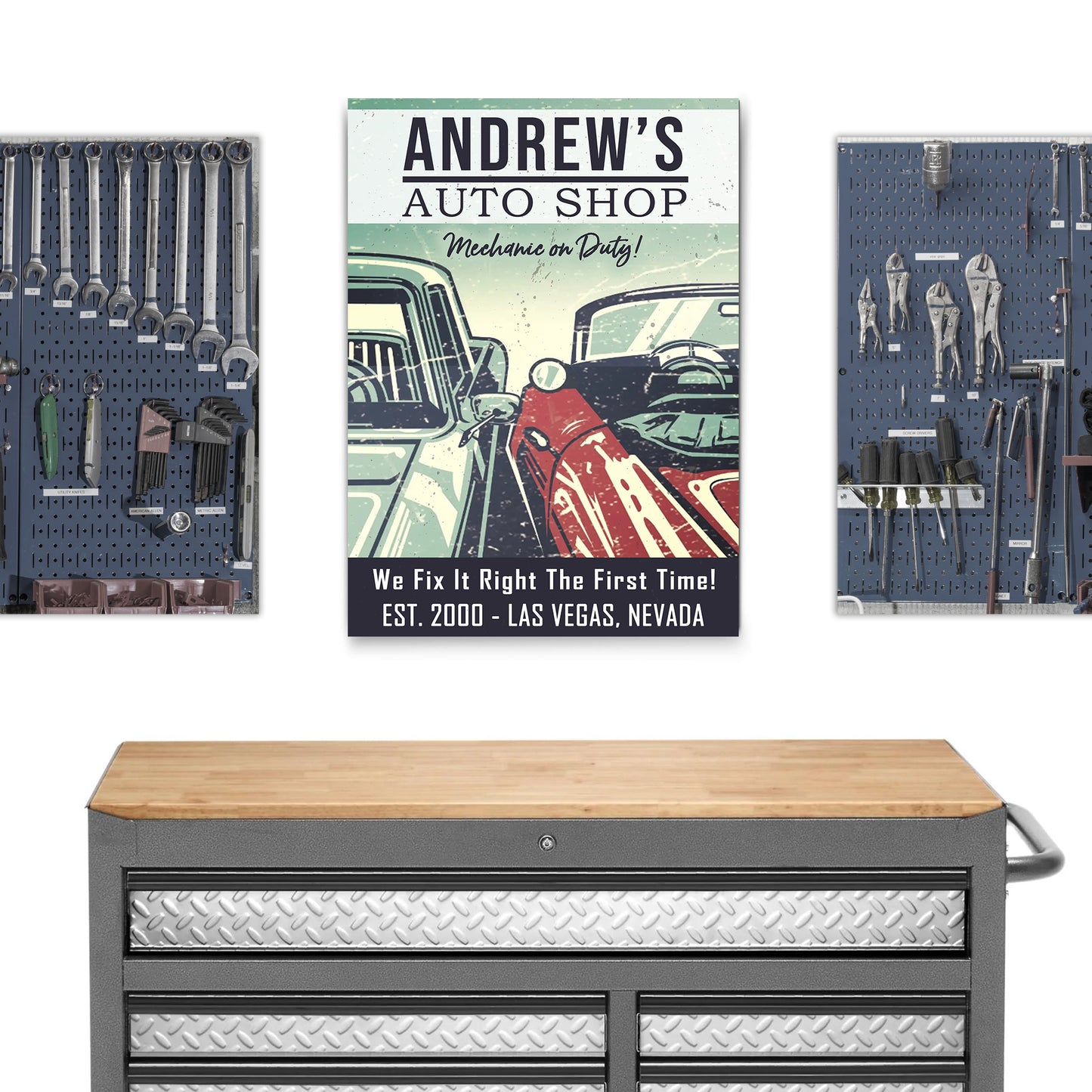 Custom Auto Shop Sign | Customizable Canvas Style 1 - Image by Tailored Canvases