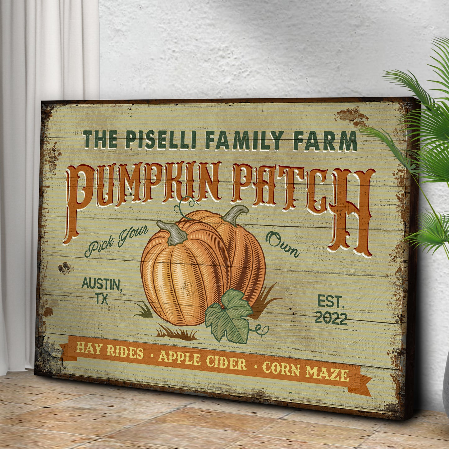 Family Pumpkin Patch Sign II Style 1 - Image by Tailored Canvases