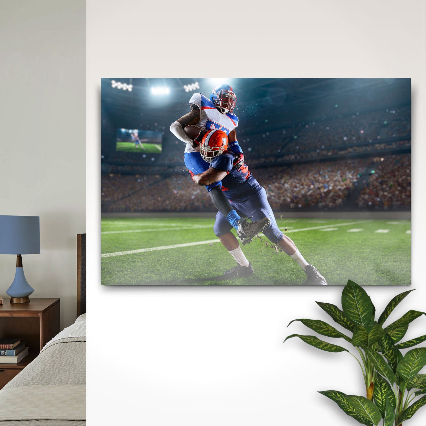 Football Player Tackle Canvas Wall Art Style 1 - Image by Tailored Canvases