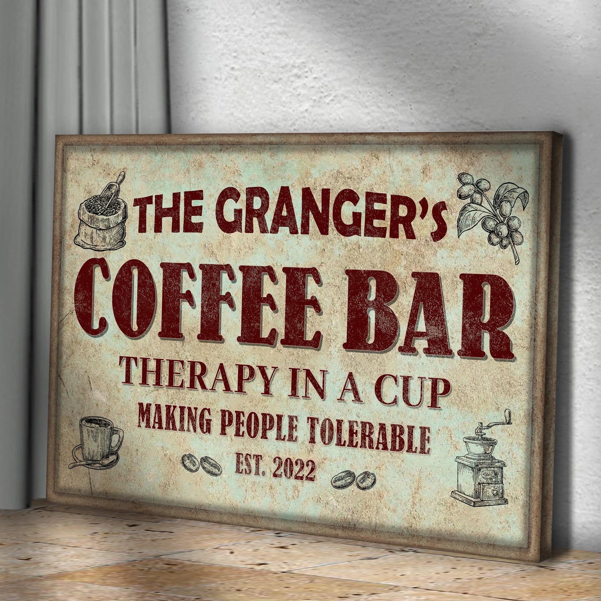 Coffee Bar Therapy In A Cup Sign Style 1 - Image by Tailored Canvases