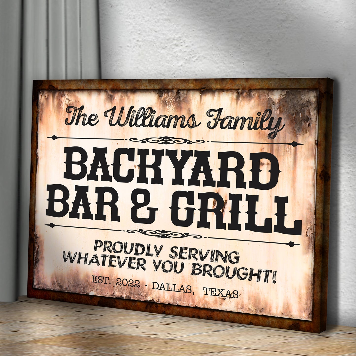 Backyard Bar & Grill Sign X Style 1 - Image by Tailored Canvases