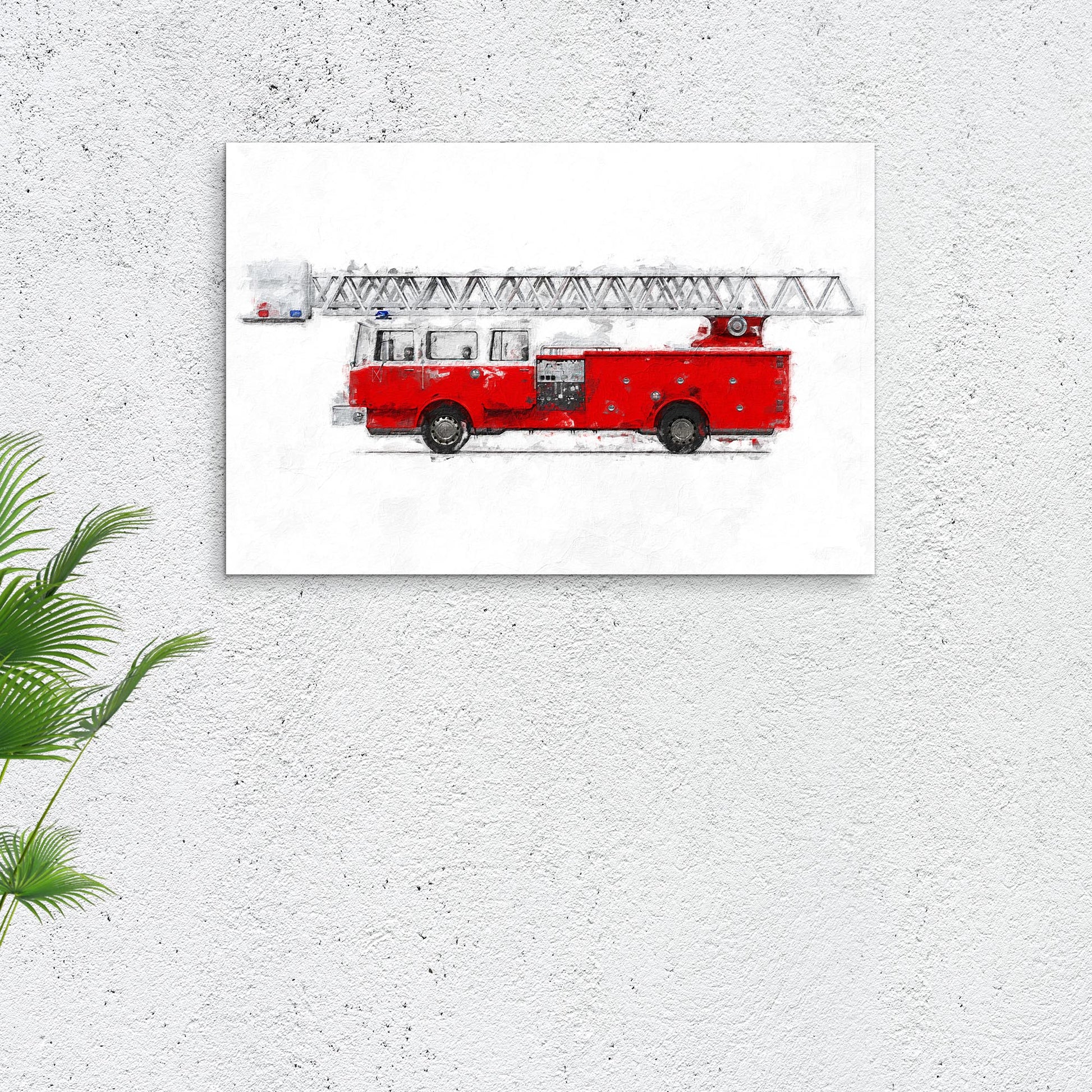 Fire Truck Aerial Canvas Wall Art Style 1 - Image by Tailored Canvases