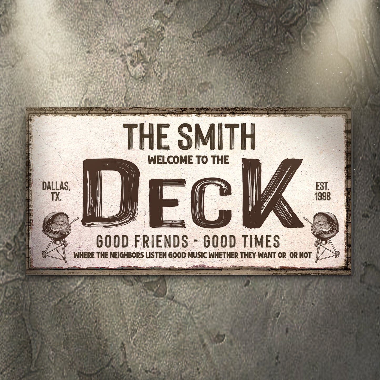 Good Friends Good Times Welcome To The Deck Sign | Customizable Canvas Style 1 - Image by Tailored Canvases