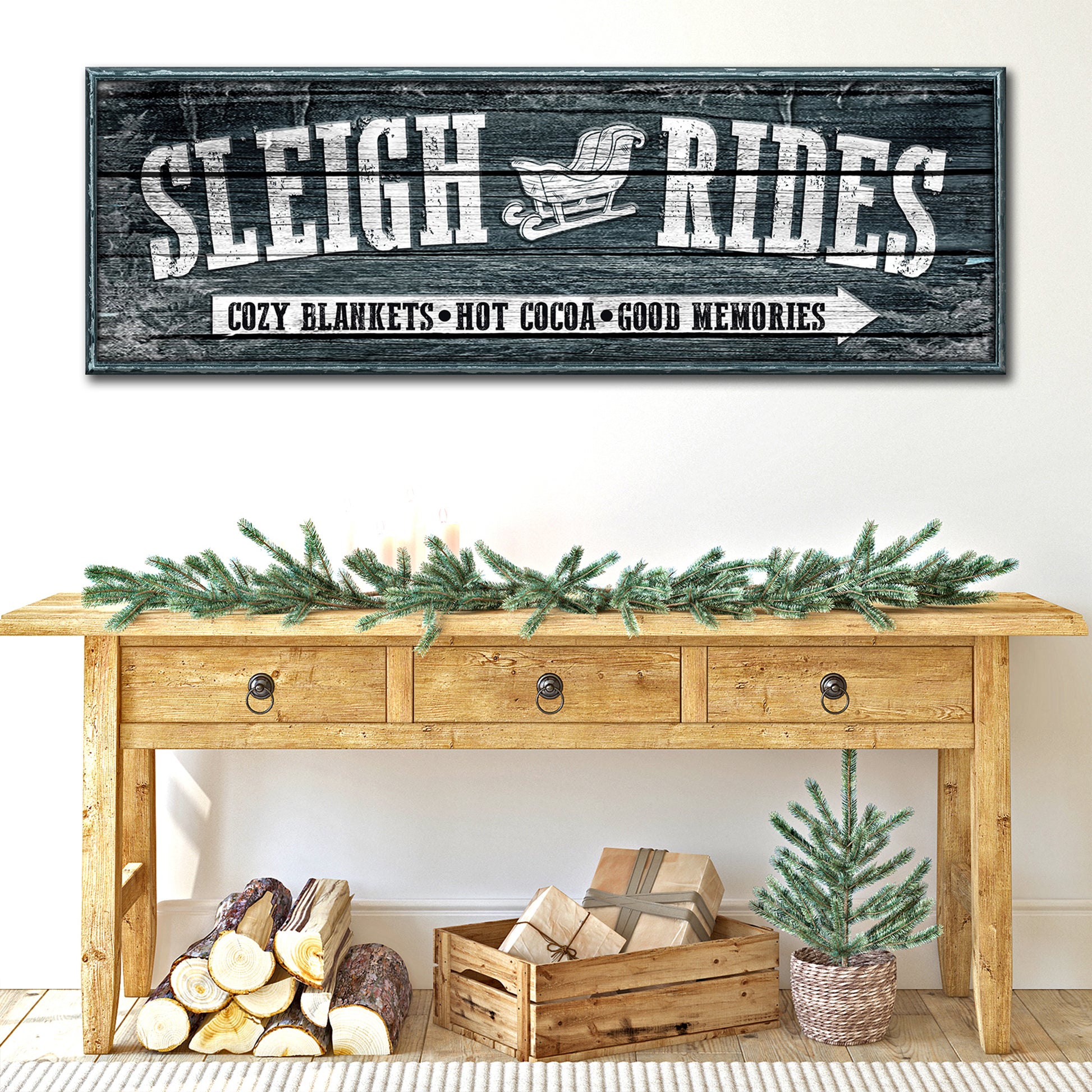 Sleigh Rides Sign Style 1 - Image by Tailored Canvases