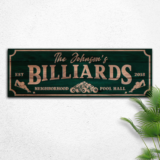 Neighborhood Pool Hall Billiards Sign | Customizable Canvas - Image by Tailored Canvases
