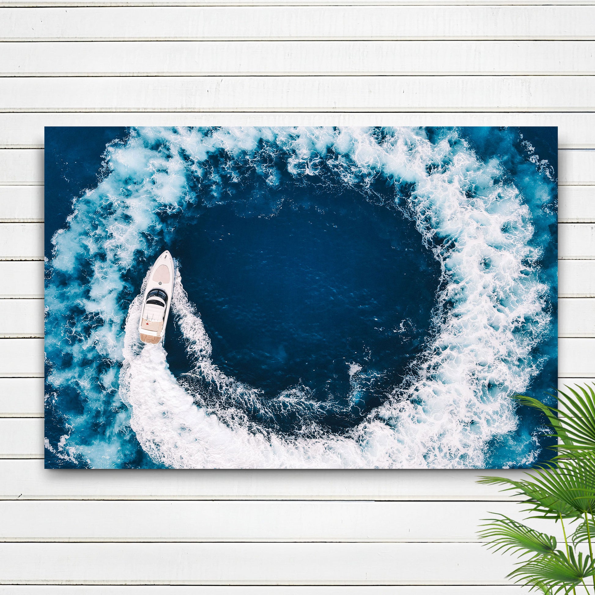 Boat Yacht In The Ocean Canvas Wall Art Style 1 - Image by Tailored Canvases