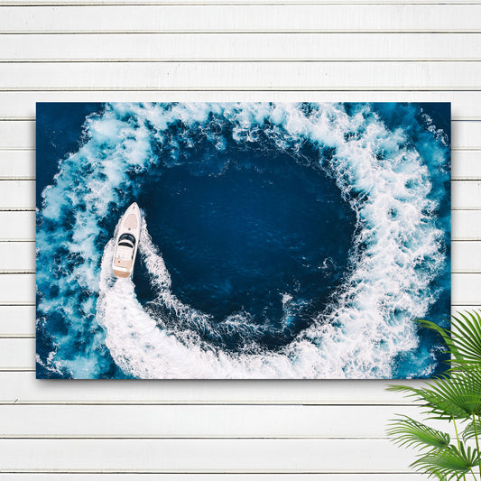 Boat Yacht In The Ocean Canvas Wall Art Style 2 - Image by Tailored Canvases